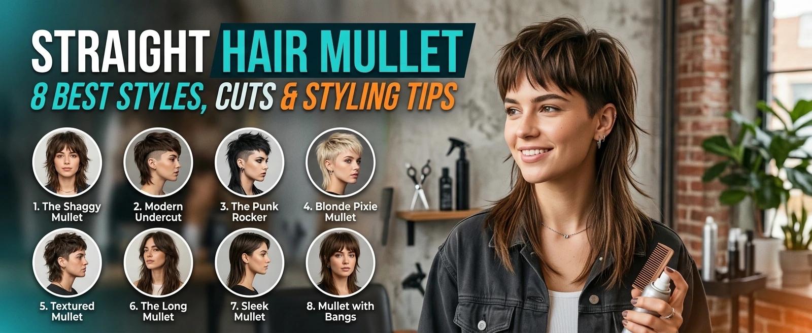 Straight Hair Mullet: 8 Best Styles, Cuts & Styling Tips